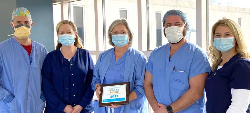 Pictured are certified perioperative nurses at Hamilton Medical Center. From left are Todd Hudgins, Judean Bowling, Kimberly Jones, Jesse Echeverria and Madison Mills.