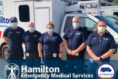 Hamilton Emergency Medical Services (HEMS) has received reaccreditation from the Commission on Accreditation of Ambulance Services - paramedics pictured in front of ambulance