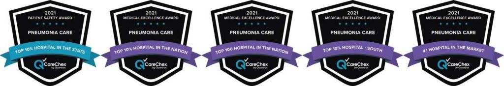 CareCheck award logos for respiratory care at Hamilton Medical Center in Dalton, GA
