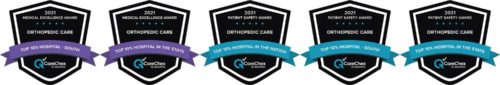 CareCheck award logos for orthopedic care at Hamilton Medical Center in Dalton, GA