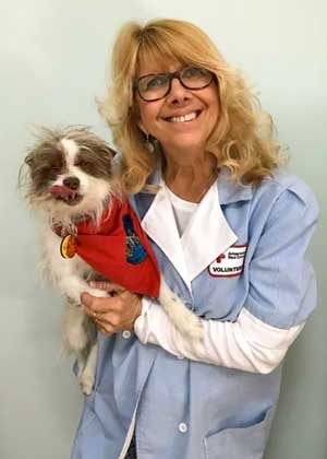 Janie DuBose, with Buck (terrier mix) - pet therapy pics