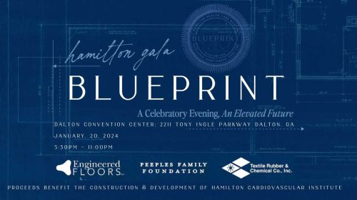 Blueprint logo with sponsor names, Engineered Floors, Textile Rubbers, Peeples Family Foundation